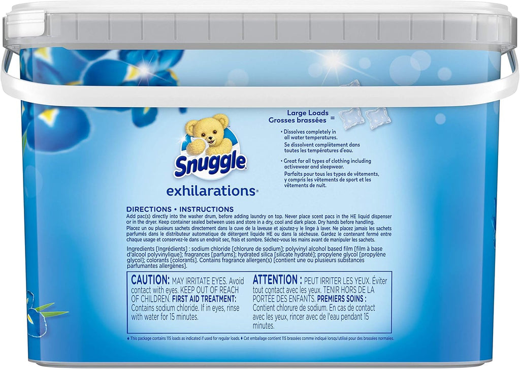 Snuggle Scent Boosters In-Wash Laundry Scent Pacs, Blue Iris Bliss & Ocean Breeze, 115 Count D1368