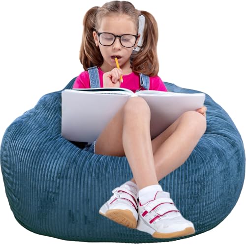 Faux Fur Bean Bag Chair for Adults with Filling, Blue J1419