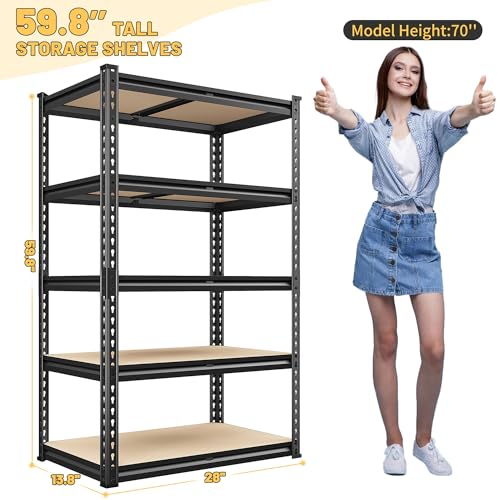REIBII Storage Shelves 6 Tier Heavy Duty Metal Shelving, Adjustable, 2250LBS A7728