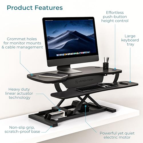 VERSADESK PowerPro™ 36 Inch Electric Standing Desk Converter, Black H627