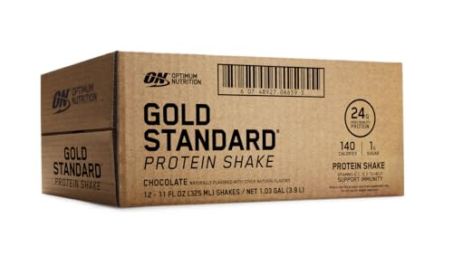 Optimum Nutrition Gold Standard Protein Shake, Chocolate, 11 Fl Oz, 12 Count P897