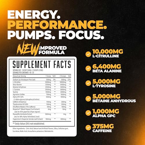 Wrecked Pre Workout Advanced Formula, 10g L-Citrulline, 6.4g Beta Alanine, 375mg Caffeine H8336
