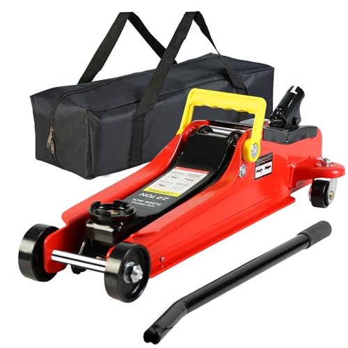 Pvillez Floor Jack, Heavy Duty Hydraulic Low Profile Steel Racing Jack, 2 Ton Capacity Blue H10635