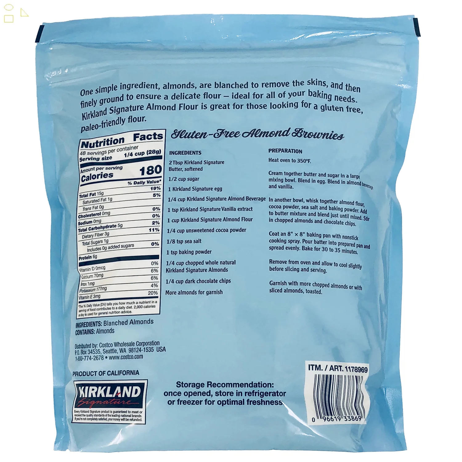 K.S Signature Superfine Kosher Blanched Almond Flour, 3 Lbs G705603