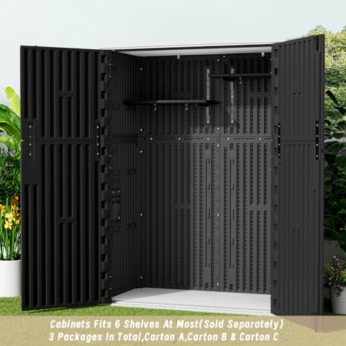 KINYING Outdoor Vertical Storage Shed 57 Cu.ft Waterproof Lockable Brown C842304