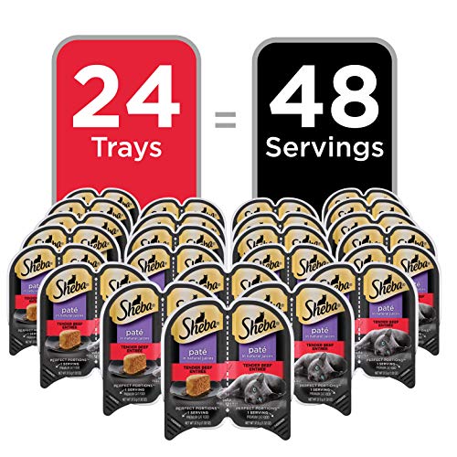 SHEBA Perfect Portions Paté Wet Cat Food Trays, Whitefish and Tuna, 24 Count X569