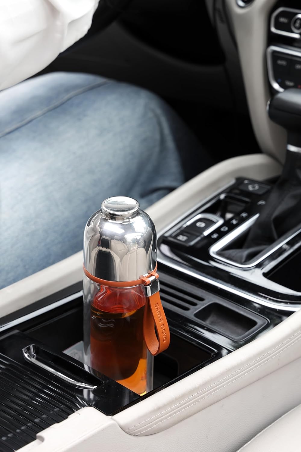 Magnetic Tea Infuser Bottle - Double Wall Borosilicate Glass Tumbler I461780