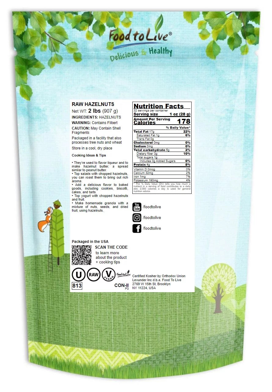 Raw Hazelnuts, 2 Pounds, Kosher by Food to Live C63167
