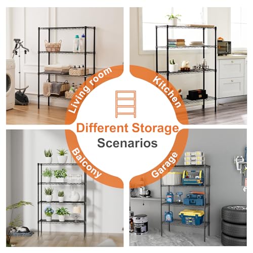 Sweetcrispy 4-Shelf Storage Shelving Unit, Adjustable Metal Wire Racks B3757