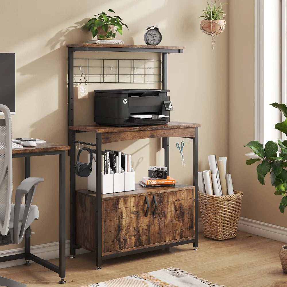 Bestier 3-Tier Baker's Rack with Cabinet, Kitchen Storage Shelves, Coffee Bar Y78034