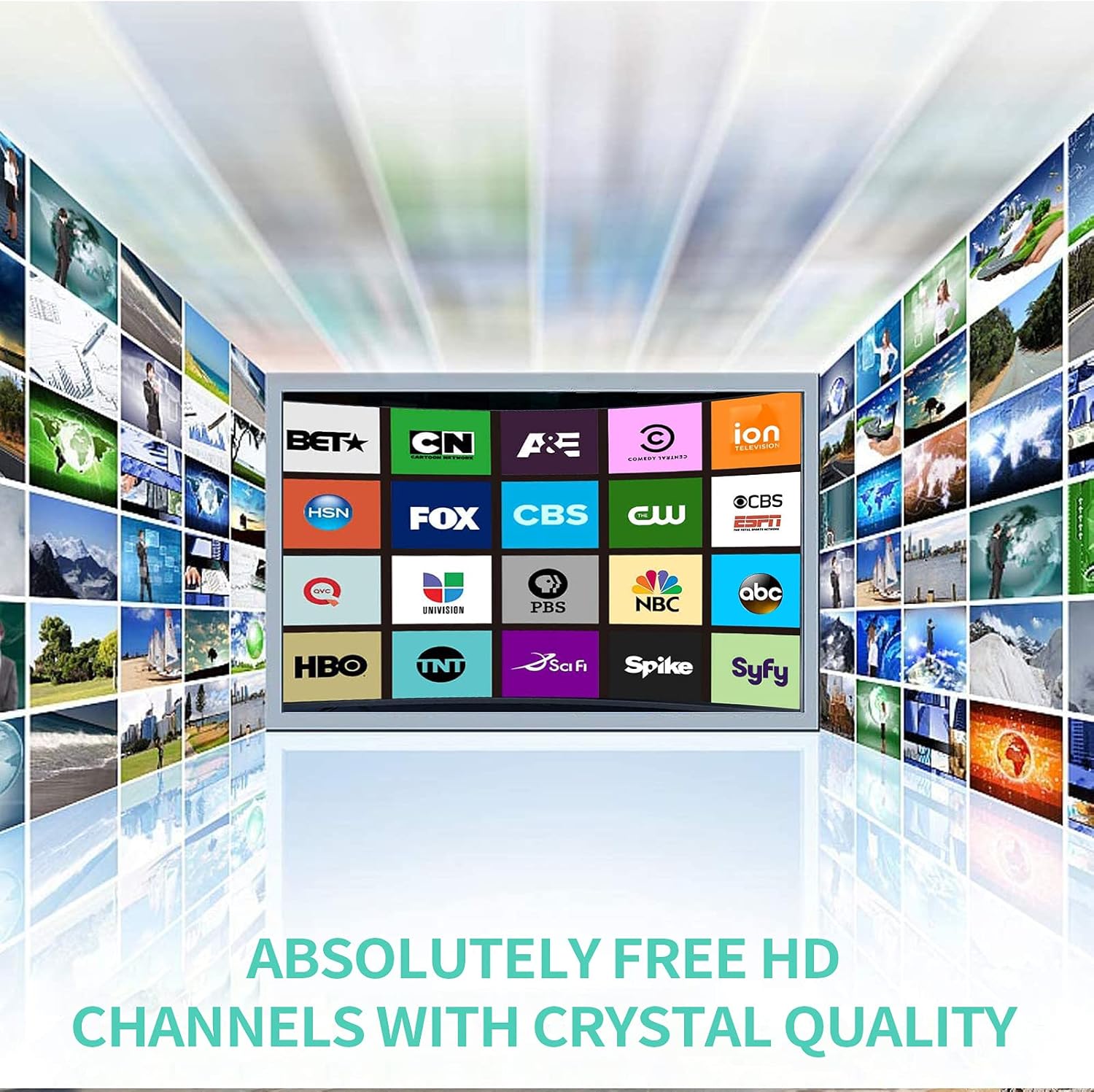 Upgraded TV Antenna 550+ Miles Indoor Outdoor Digital HDTV with Amplifier & 33FT Coaxial Cable J12971