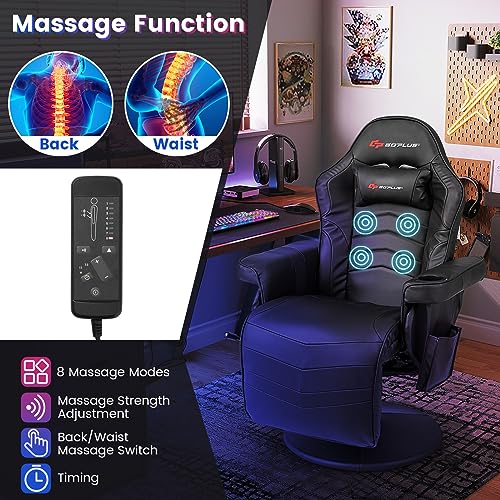 Goplus Massage Gaming Chair, Racing Recliner with Footrest, PU Leather N121