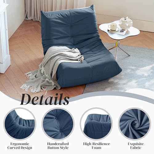 Bean Bag Chair for Adults Suede Microfiber Fireside Floor Chair 3-Seater Beige F151744