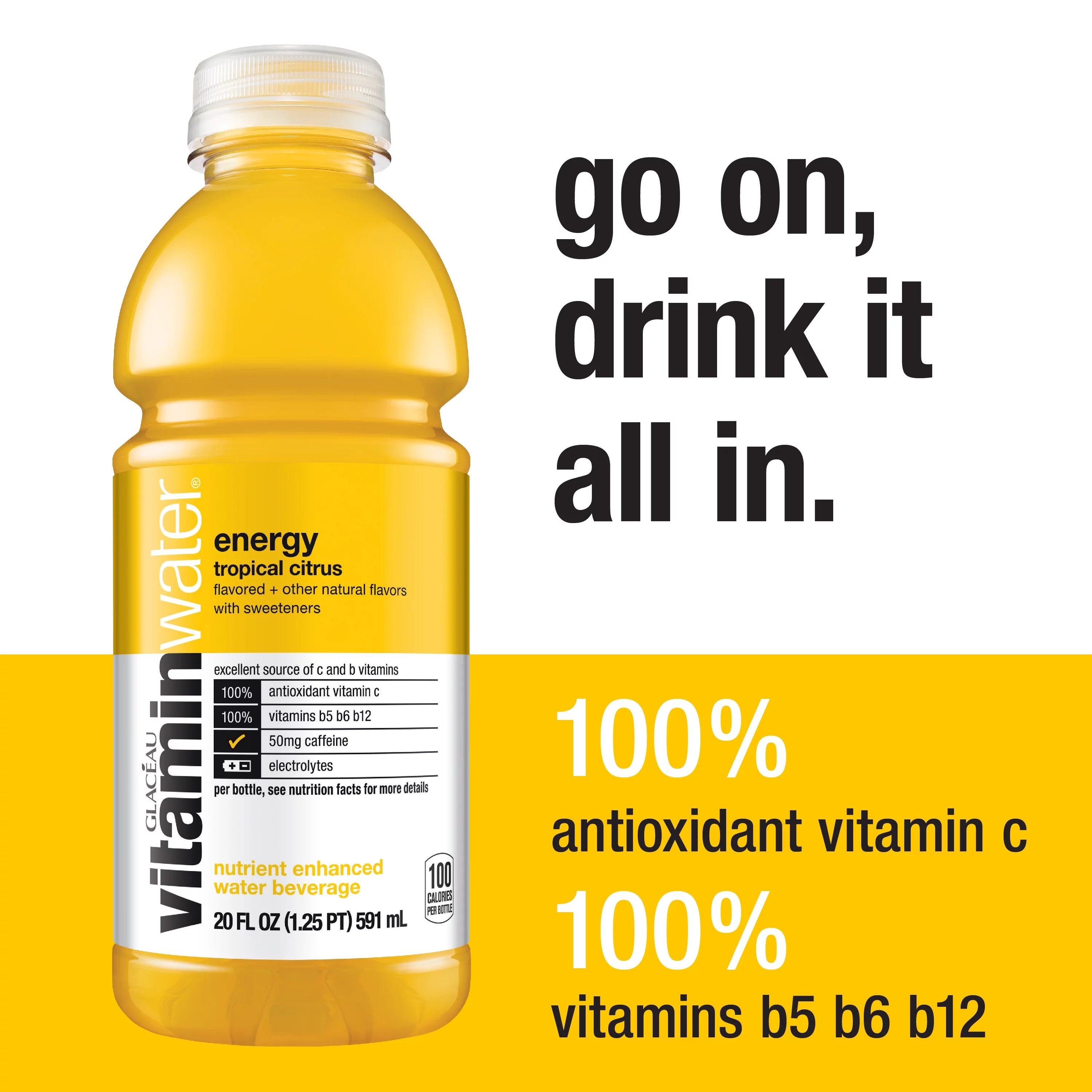 Tropical Citrus Vitaminwater, 20 Fl Oz, 12 Count P7520