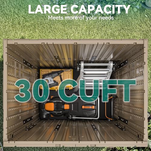 YITAHOME Outdoor Storage Cabinet with 2 Shelves, Waterproof Resin, Lockable, Dark Gray N641