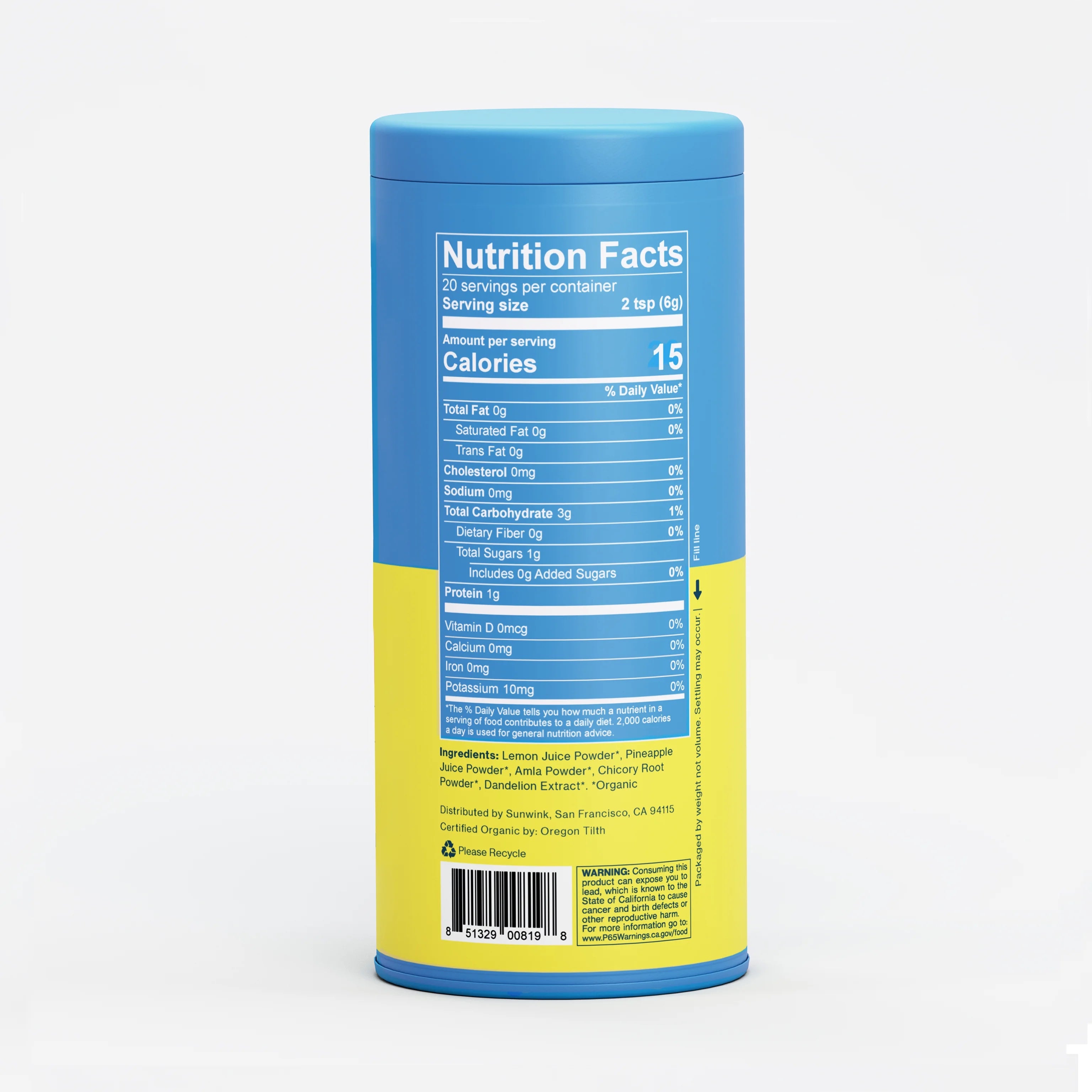 Sunwink Superfood Powder Organic Digestion Lemonade, 4.2 oz N4128