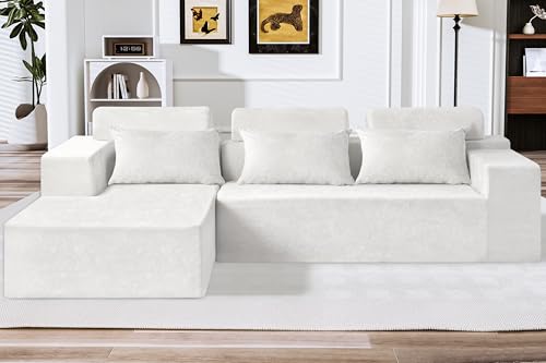 HABUTWAY 105" L-Shape Modular Sectional Sofa, Grey Velvet G848557