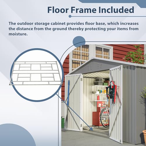 Outdoor Storage Shed 6x4 Ft, Heavy-Duty Resin Tool Shed with Lockable Doors Z7258