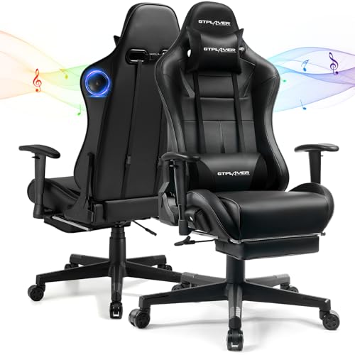 GTPLAYER Gaming Chair with Speakers and Footrest by GTRacing, Black M845420