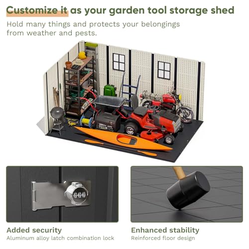 Patiowell 8 x 12 FT Plastic Outdoor Storage Shed with Floor, Window and Lockable Door F41822