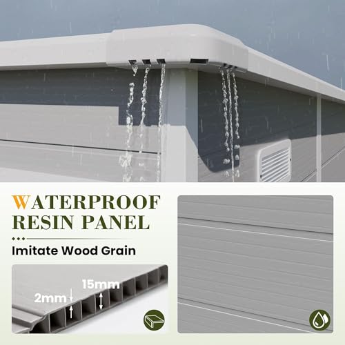 UDPATIO Outdoor Storage Shed 6x6 FT Resin Garden Shed with Lockable Door D90316