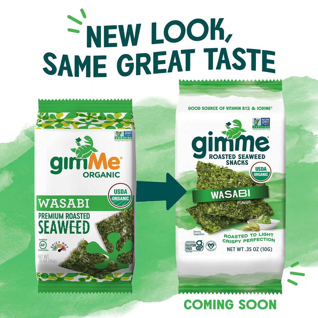 gimMe Wasabi Organic Roasted Seaweed Sheets, 12 Count O29793
