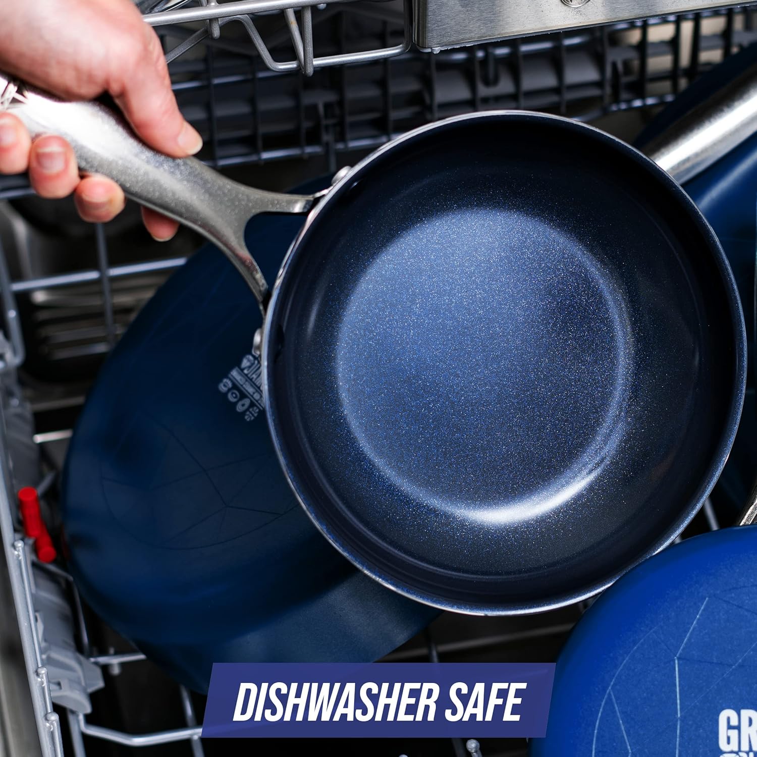Blue Diamond Diamond Infused Ceramic Nonstick 12" Frying Pan with Lid, PFAS-Free, Oven Safe V747131