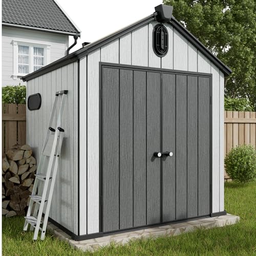 Outdoor Resin Storage Shed 6x6 FT with Lockable Door U754