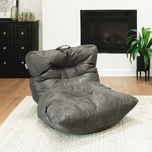 Big Joe Dorm Bean Bag Chair with Drink Holder, Black Smartmax, 3 ft Q1693