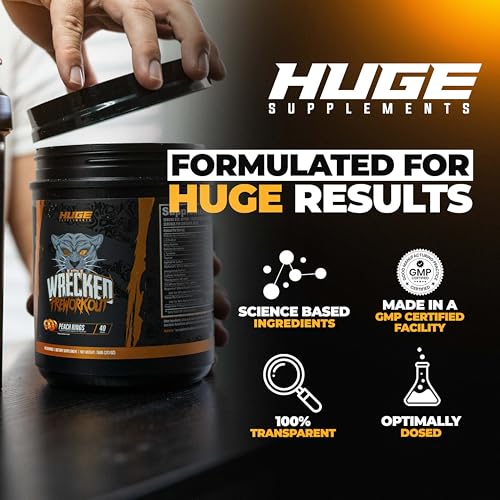Wrecked Pre Workout Advanced Formula, 10g L-Citrulline, 6.4g Beta Alanine, 375mg Caffeine H8336