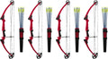 Genesis Archery Compound Bow Archery Kit w/Adjustable Draw Length 15" to 30" & Adjustable Draw Weight 10 to 20 Pounds for Left-Handed, Red (4 Pack)