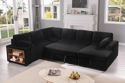 Eafurn 6 Seater U Shaped Sleeper Sectional Sofa Bed with Storage F82821