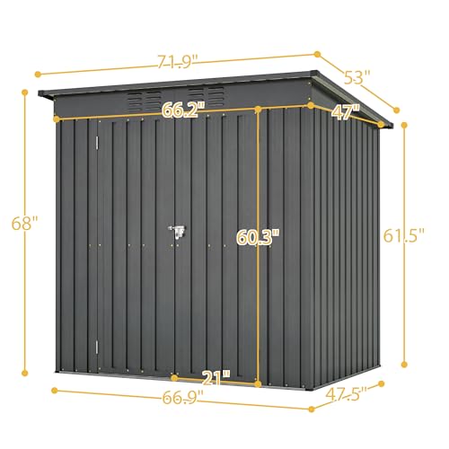 Outdoor Storage Shed 6x4 Ft, Heavy-Duty Resin Tool Shed with Lockable Doors Z7258