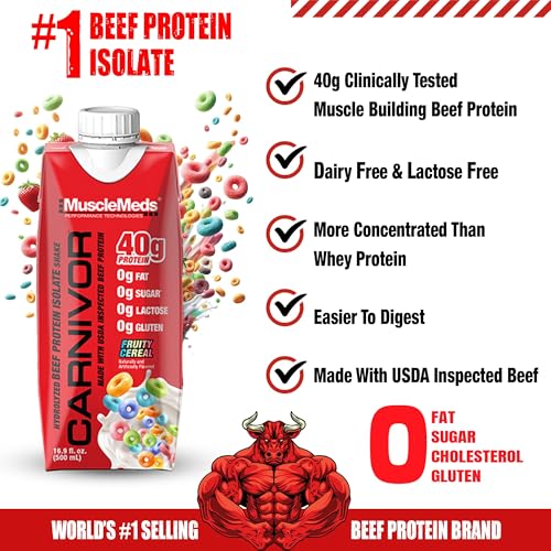 MuscleMeds Carnivor Ready to Drink Protein, Chocolate, 16.9 Fl Oz (Pack of 12) G3657