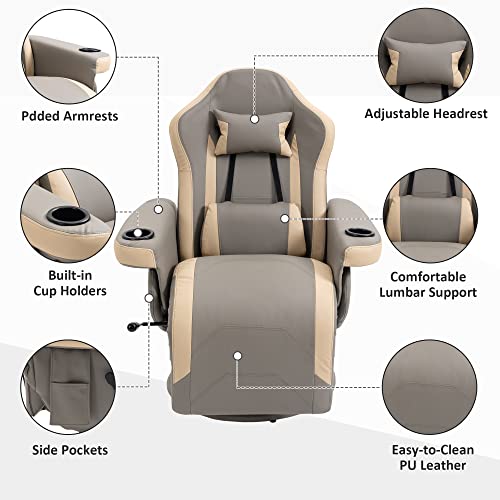 HOMCOM Manual Recliner Armchair PU Leather Lounge Chair with Adjustable Leg Rest Q125829