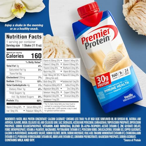 Premier Protein Cafe Latte Shake, 30g Protein, 11 fl oz, 12 Pack A19679