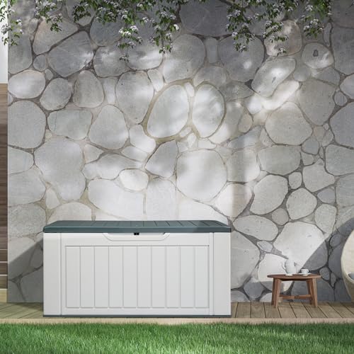 VINGLI Outdoor Storage Shed Resin Cabinet with Lockable Design, White M333440