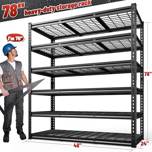 REIBII 60" W Garage Shelving 5-Tier Heavy Duty Metal Storage Shelves B60038