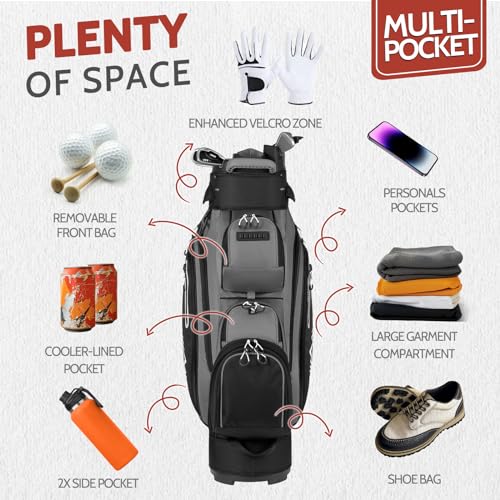 14-Way Golf Cart Bag Pro with Full Length Divider Top and Rain Cover S779890