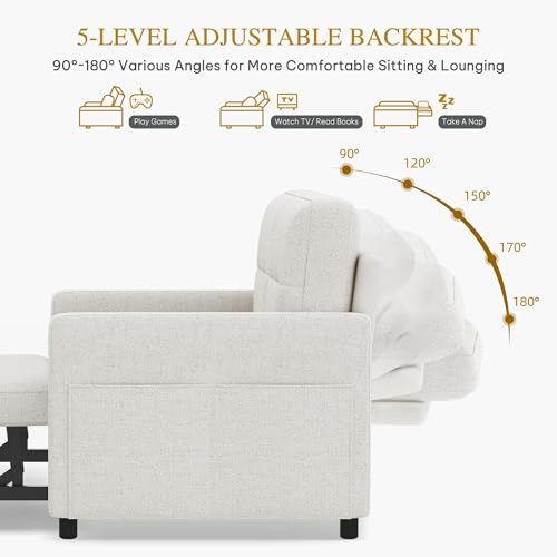 YITAHOME 55" Convertible Sofa Bed 3-in-1 Sleeper Sofa with Iron Frame, Grey L176893