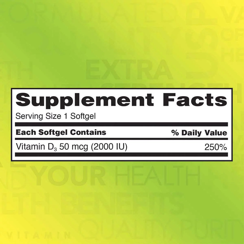 Kirkland Signature Extra Strength Vitamin D3 2000 I.U. 1200 Softgels S29948