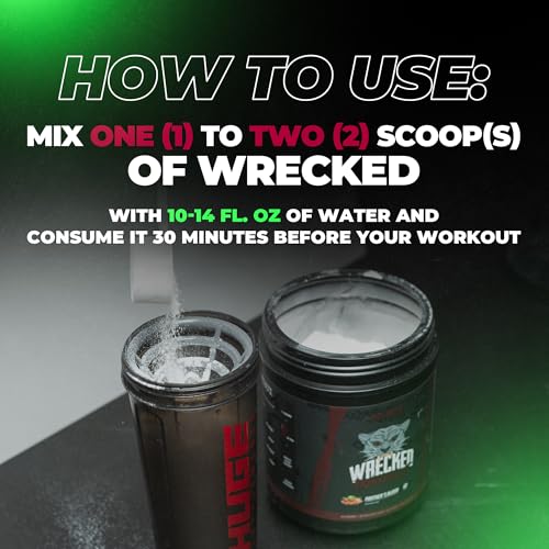 Wrecked Pre Workout Advanced Formula, 10g L-Citrulline, 6.4g Beta Alanine, 375mg Caffeine H8336