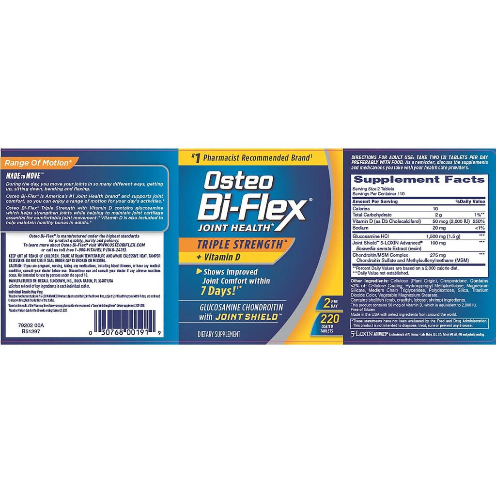 Osteo Bi-Flex Triple Strength with Vitamin D, 220 ct. W1485