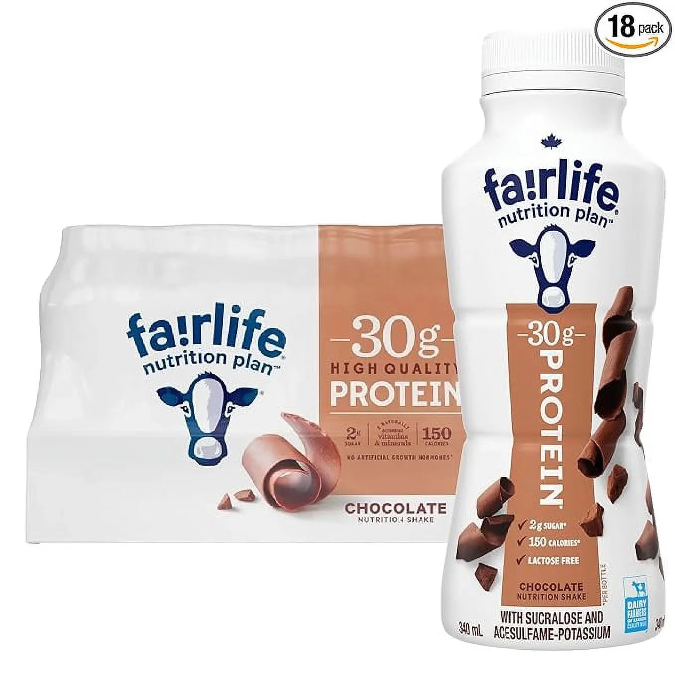 Fairlife Nutrition Plan 30g Protein Shake, Chocolate, 11.5 fl oz, 18-count 3PK B177032
