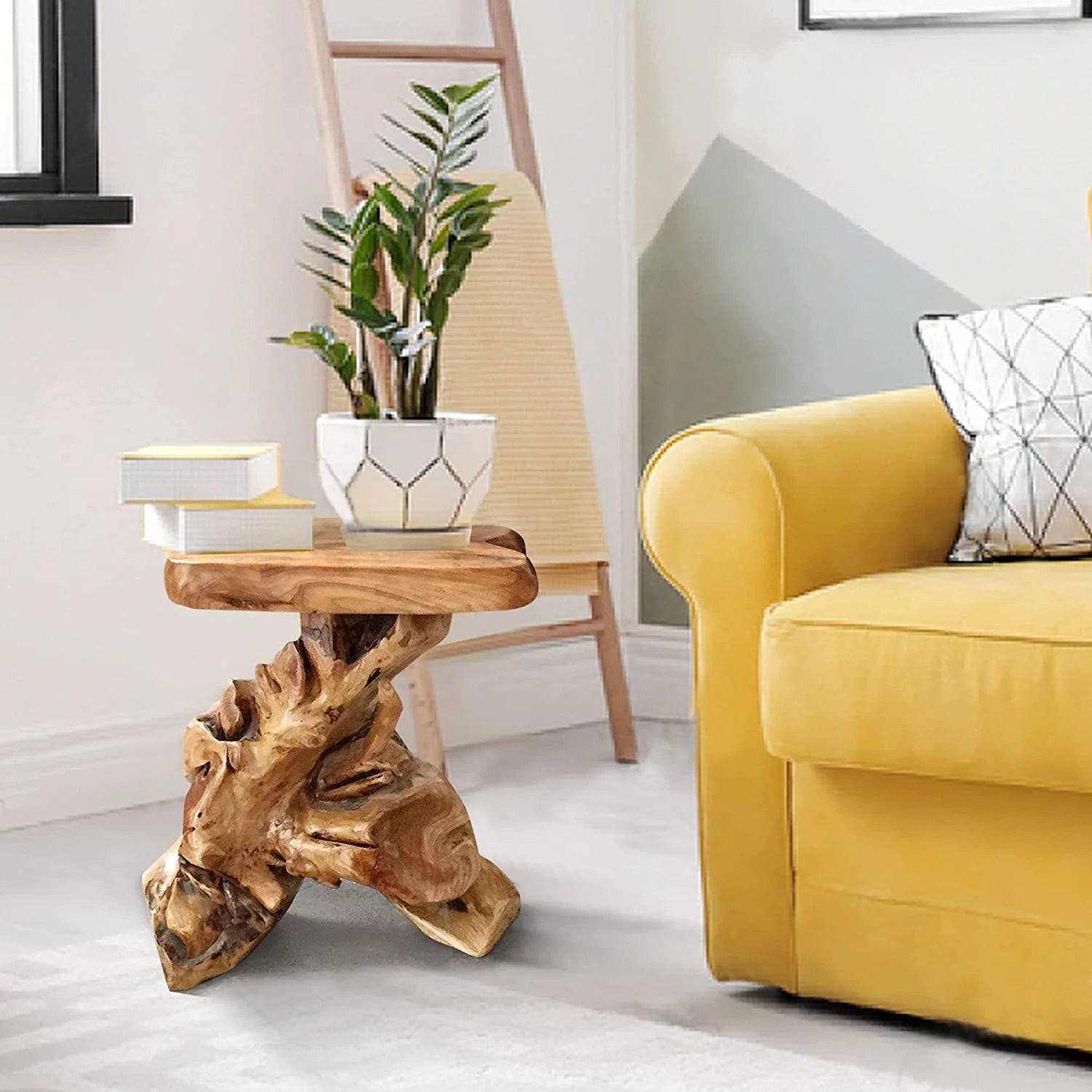 Natural Irregular Cedar Wood Tree Stump End Table Plant Stand C143