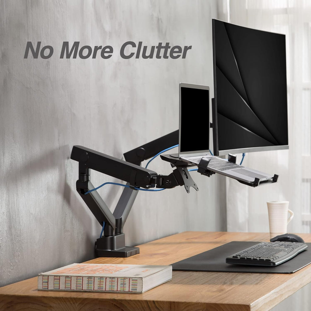 AVLT Laptop and Monitor Arm - Dual Full Motion VESA Mount for 15.6" Notebook and 32" Monitor Z205