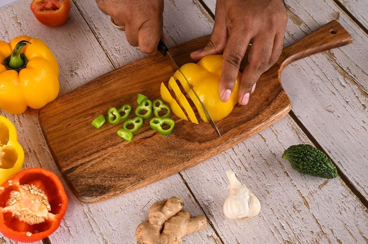 Acacia Wood Cutting Board 17 by 7 Inches for Kitchen and Serving B57737