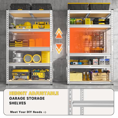 REIBII Storage Shelves 6 Tier Heavy Duty Metal Shelving, Adjustable, 2250LBS A7728