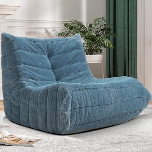 Bean Bag Chair Big Sofa for Adults with Memory Foam, Black Plush A2357