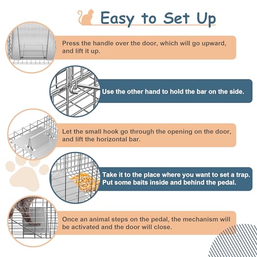 ZENY Live Animal Cage Trap 32" Steel Catch Release Humane Rodent Cage Y247383